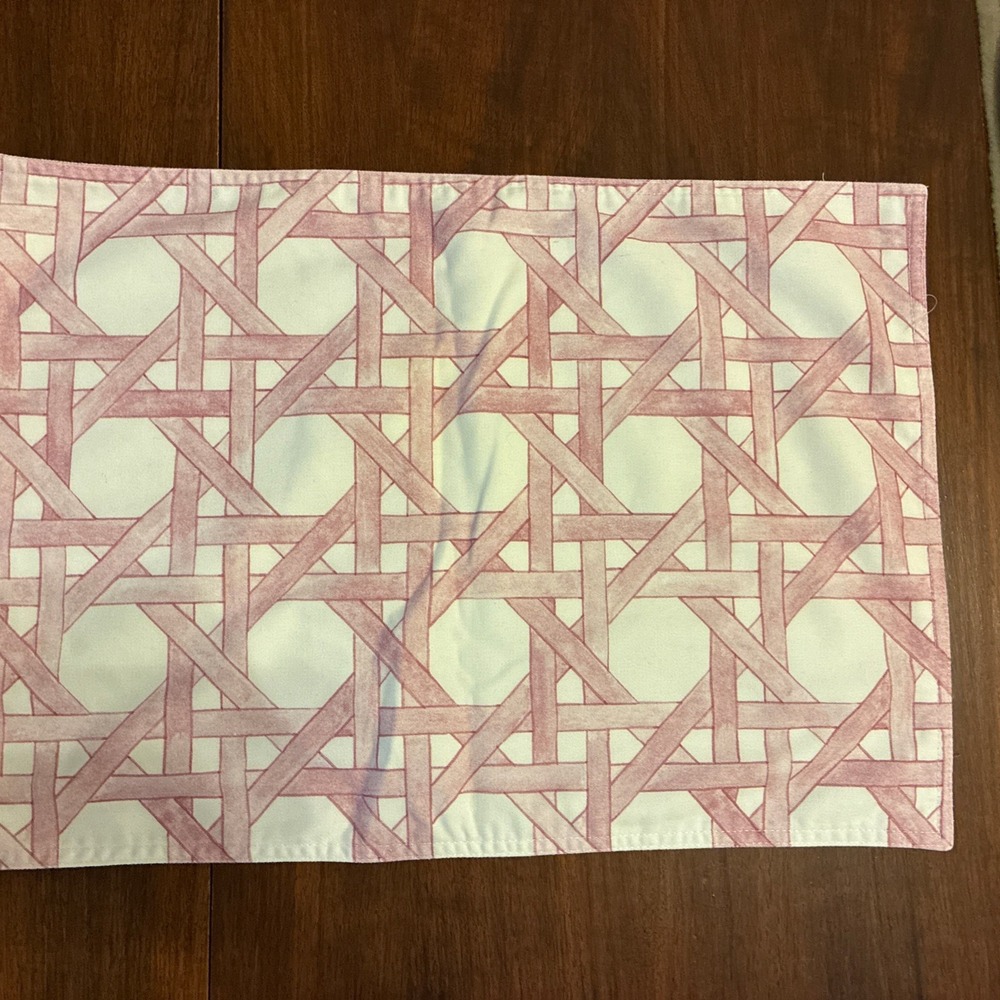 Lot Of 7 Southern Living Placemats 100% Cotton Pink Lattice Style